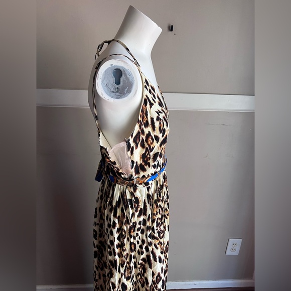 Fashion Nova Leopard Print Maxi Dress with Blue Hem - Picture 9 of 12